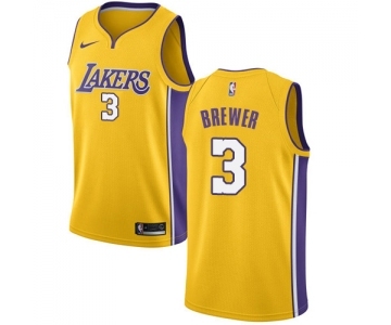 Women's Nike Los Angeles Lakers #3 Corey Brewer Swingman Gold Home NBA Jersey - Icon Edition