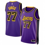 Youth #77 Luka Doncic Los Angeles Lakers Jordan Brand Swingman Jersey Icon Edition Purple