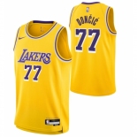 Youth #77 Luka Doncic Los Angeles Lakers Jordan Brand Swingman Jersey Icon Edition Yellow