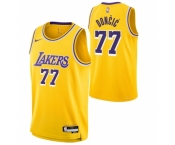 Youth #77 Luka Doncic Los Angeles Lakers Jordan Brand Swingman Jersey Icon Edition Yellow