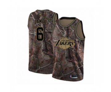 Youth Los Angeles Lakers #6 LeBron James Swingman Camo Realtree Collection Basketball Jersey