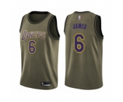 Youth Los Angeles Lakers #6 LeBron James Swingman Green Salute to Service Basketball Jersey