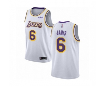Youth Los Angeles Lakers #6 LeBron James Swingman White Basketball Jersey - Association Edition