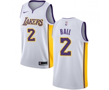 Youth Nike Los Angeles Lakers #2 Lonzo Ball Swingman White NBA Jersey - Association Edition