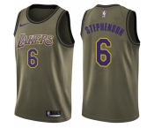 Youth Nike Los Angeles Lakers #6 Lance Stephenson Swingman Green Salute to Service NBA Jersey