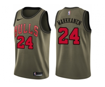 Men Nike Chicago Bulls #24 Lauri Markkanen Green Salute to Service NBA Swingman Jersey