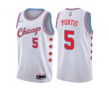 Men Nike Chicago Bulls #5 Bobby Portis Authentic White NBA Jersey - City Editio
