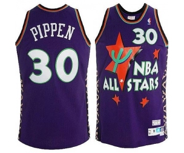 Men's Adidas Chicago Bulls #30 Scottie Pippen Swingman Purple 1995 All Star Throwback NBA Jersey