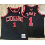 Men's Chicago Bulls #1 Derek Rose Black Hardwood Classics Soul AU Throwback Jersey