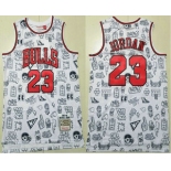 Men's Chicago Bulls #23 Michael Jordan 1997-98 White Hardwood Swingman Throwback Jersey