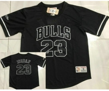 Men's Chicago Bulls #23 Michael Jordan Black Short Sleeved AU Throwback Jersey