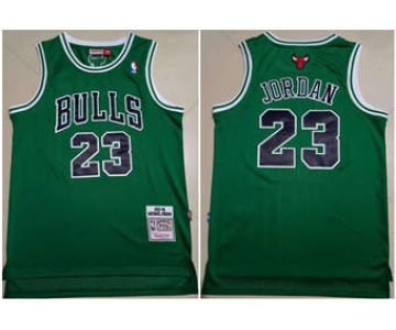 Men's Chicago Bulls #23 Michael Jordan Green Throwback Stitched Basketball Jersey