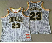 Men's Chicago Bulls #23 Michael Jordan Grey Snakeskin Hardwood AU Throwback Jersey