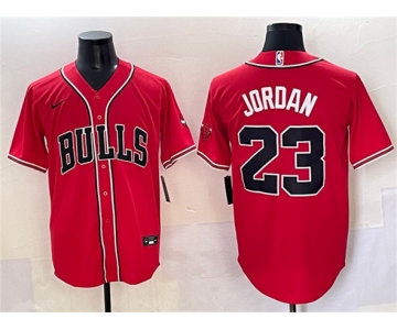 Men's Chicago Bulls #23 Michael Jordan Red Cool Base Stitched Baseball Jersey