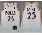 Men's Chicago Bulls #23 Michael Jordan White 2024 City Edition Stitched Basketball Jersey