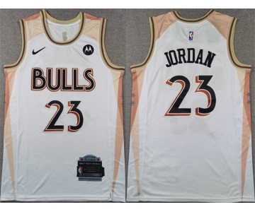 Men's Chicago Bulls #23 Michael Jordan White 2024 City Edition Stitched Basketball Jersey