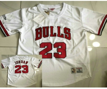 Men's Chicago Bulls #23 Michael Jordan White Short Sleeved AU Throwback Jersey