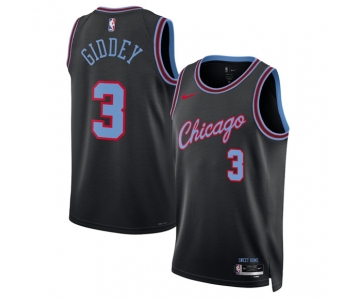 Men's Chicago Bulls #3 Josh Giddey Black 2025-26 City Edition Swingman Stitched Basketball Jersey
