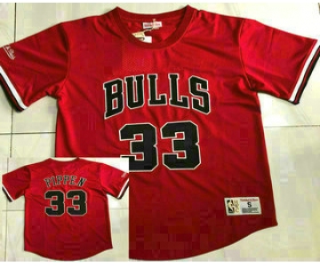 Men's Chicago Bulls #33 Scottie Pippen Red Short Sleeved AU Throwback Jersey