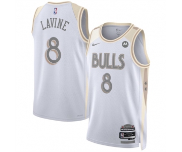 Men's Chicago Bulls #8 Zach LaVine White 2024-25 City Edition Stitched Basketball Jersey