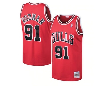 Men's Chicago Bulls #91 Dennis Rodman Mitchell & Ness 1997-1998 Hardwood Classics Jersey - Red