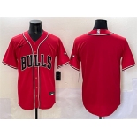 Men's Chicago Bulls Blank Red Cool Base Stitched Baseball Jersey