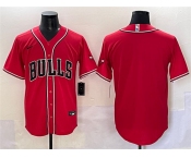 Men's Chicago Bulls Blank Red Cool Base Stitched Baseball Jersey