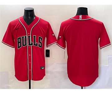 Men's Chicago Bulls Blank Red Cool Base Stitched Baseball Jersey