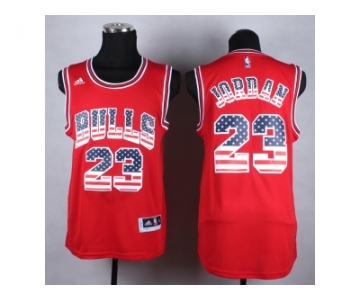 NBA Chicago Bulls #23 Michael Jordan Red jerseys(USA Flag Fashion)