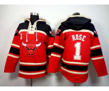 nba chicago bulls #1 rose black-red[pullover hooded sweatshirt]