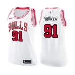 Women's Nike Chicago Bulls #91 Dennis Rodman Swingman WhitePink Fashion NBA Jersey