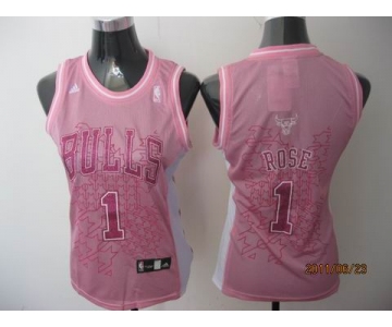 women nba chicago bulls #1 derrick rose pink
