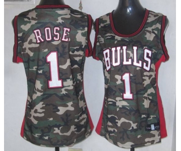 women nba chicago bulls #1 rose camo