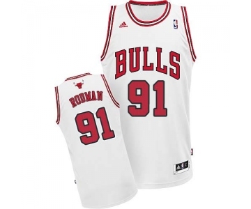 Youth Adidas Chicago Bulls #91 Dennis Rodman Swingman White Home NBA Jersey