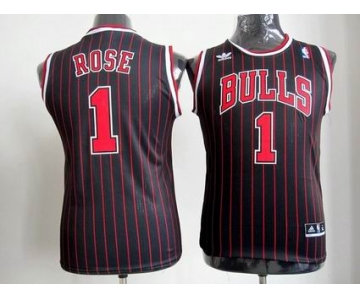 youth nba chicago bulls #1 rose black[red strip]