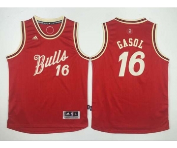 youth nba chicago bulls #16 gasol red[2015 Christmas edition]