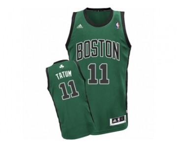 Men's Adidas Boston Celtics #11 Jayson Tatum Swingman Green(Black No.) Alternate NBA Jersey
