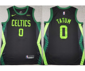 Men's Boston Celtics #0 Jayson Tatum Black 2024-25 City Edition Stitched Basketball Jersey