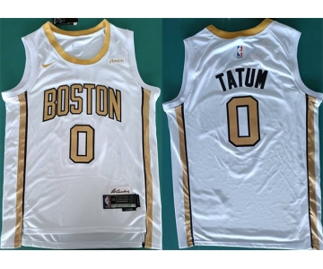 Men's Boston Celtics #0 Jayson Tatum White Stitched Basketball Jersey