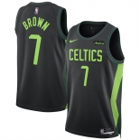 Men's Boston Celtics #7 Jaylen Brown Black 2024-25 City Edition Stitched Basketball Jersey