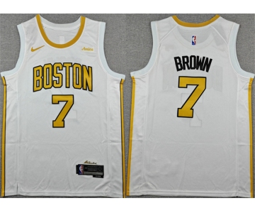 Men's Boston Celtics #7 Jaylen Brown White 2025-26 City Edition Stitched Basketball Jersey