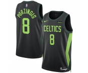 Men's Boston Celtics #8 Kristaps Porzingis Black 2024-25 City Edition Stitched Basketball Jersey