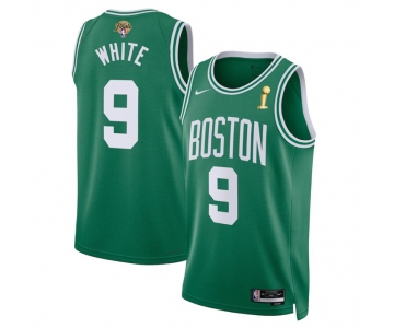 Men's Boston Celtics #9 Derrick White Kelly Green 2024 Finals Champions Icon Edition Stitched Basketball Jersey