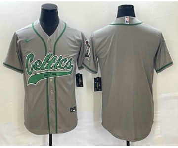 Men's Boston Celtics Blank Gray Stitched Baseball Jersey