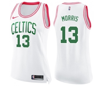Women's Nike Boston Celtics #13 Marcus Morris Swingman White Pink Fashion NBA Jersey