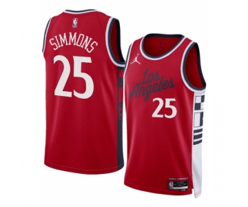 Men Los Angeles Clippers #25 Ben Simmons Red 2024-25 Statement Edition Stitched Jersey