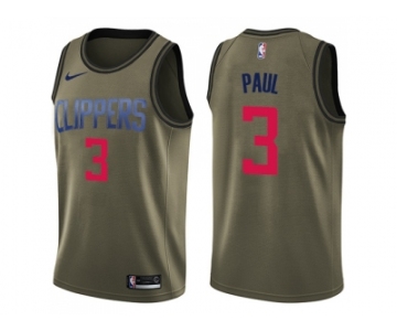 Men Nike Los Angeles Clippers #3 Chris Paul Green Salute to Service NBA Swingman Jersey