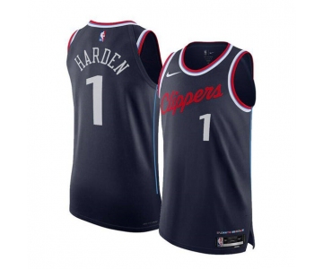 Men's Los Angeles Clippers #1 James Harden Navy 2024-25 Icon Edition Stitched Jersey