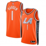 Men's Los Angeles Clippers #1 James Harden Orange 2025-26 City Edition Swingman Stitched Jersey