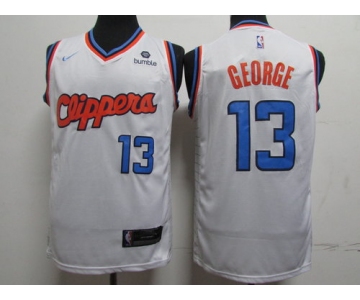 Men's Los Angeles Clippers #13 Paul George White City Edition Nike Swingman Jersey